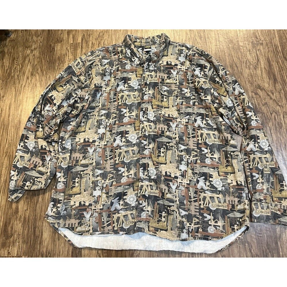 Lapco Oil Field Camo Canvas Work Shirt Mens 4XL Long USA Made Long Sleeve